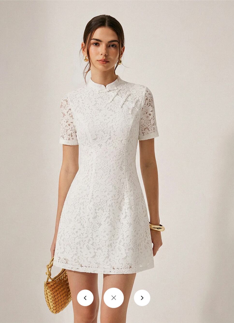 NWT Commense Cheongsam Style Lace Short Sleeve Dress Sz L